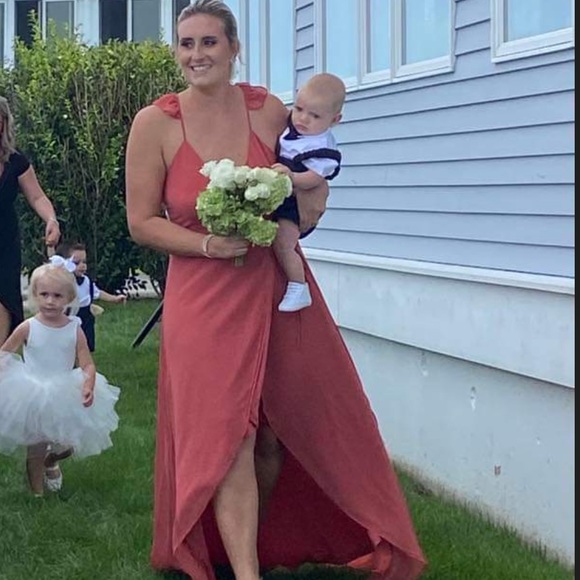 Lulus Here’s to rose- high low wrap dress in rose - Picture 2 of 4